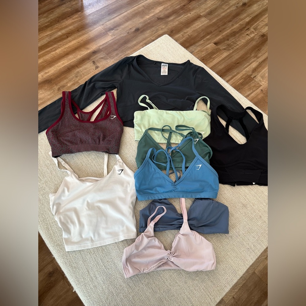 Gymshark size small assorted tops.